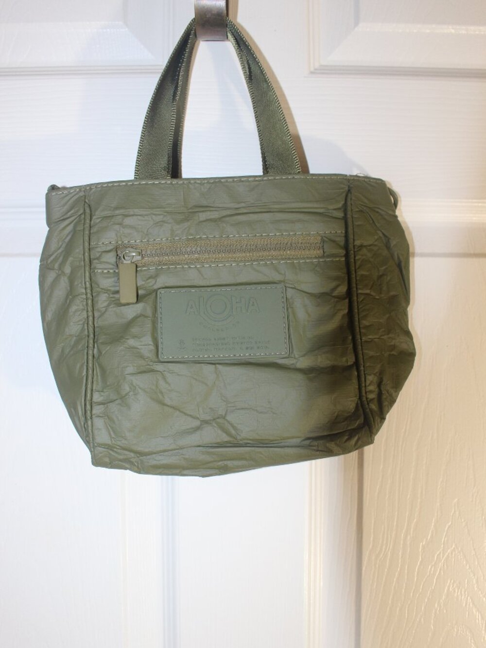 ALOHA Collection Mini Tote Crossbody Olive Green Splash-Proof Bag with Strap